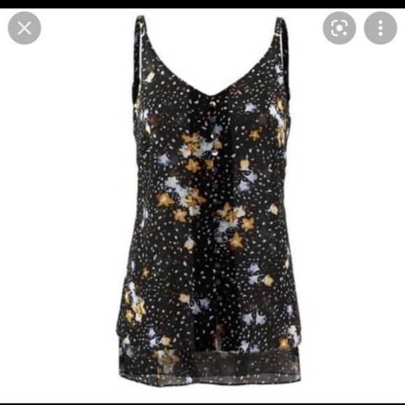 CAbi #3606 Cluster Cami Floral Adjustable Strap Sleeveless Top Black Women's S - Picture 2 of 5